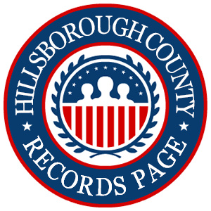 A round red, white, and blue logo with the words 'Hillsborough County Records Page' for the state of Florida.